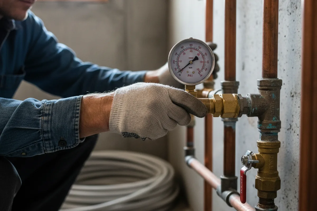 Pressure testing a repaired line during Water Line Repair in Laton
