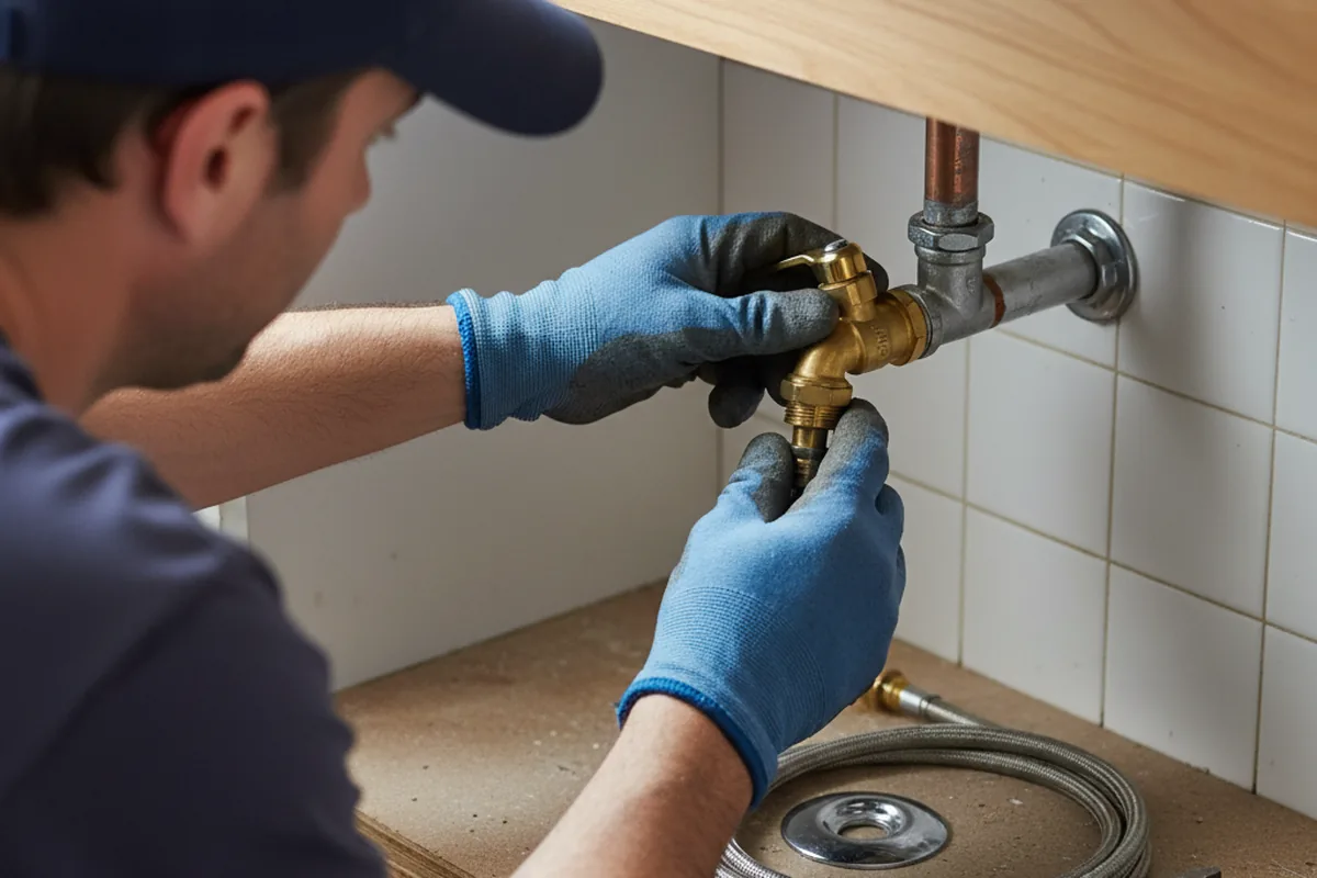 Shutoff valve and fitting work during Faucet and Fixture Repair in Laton